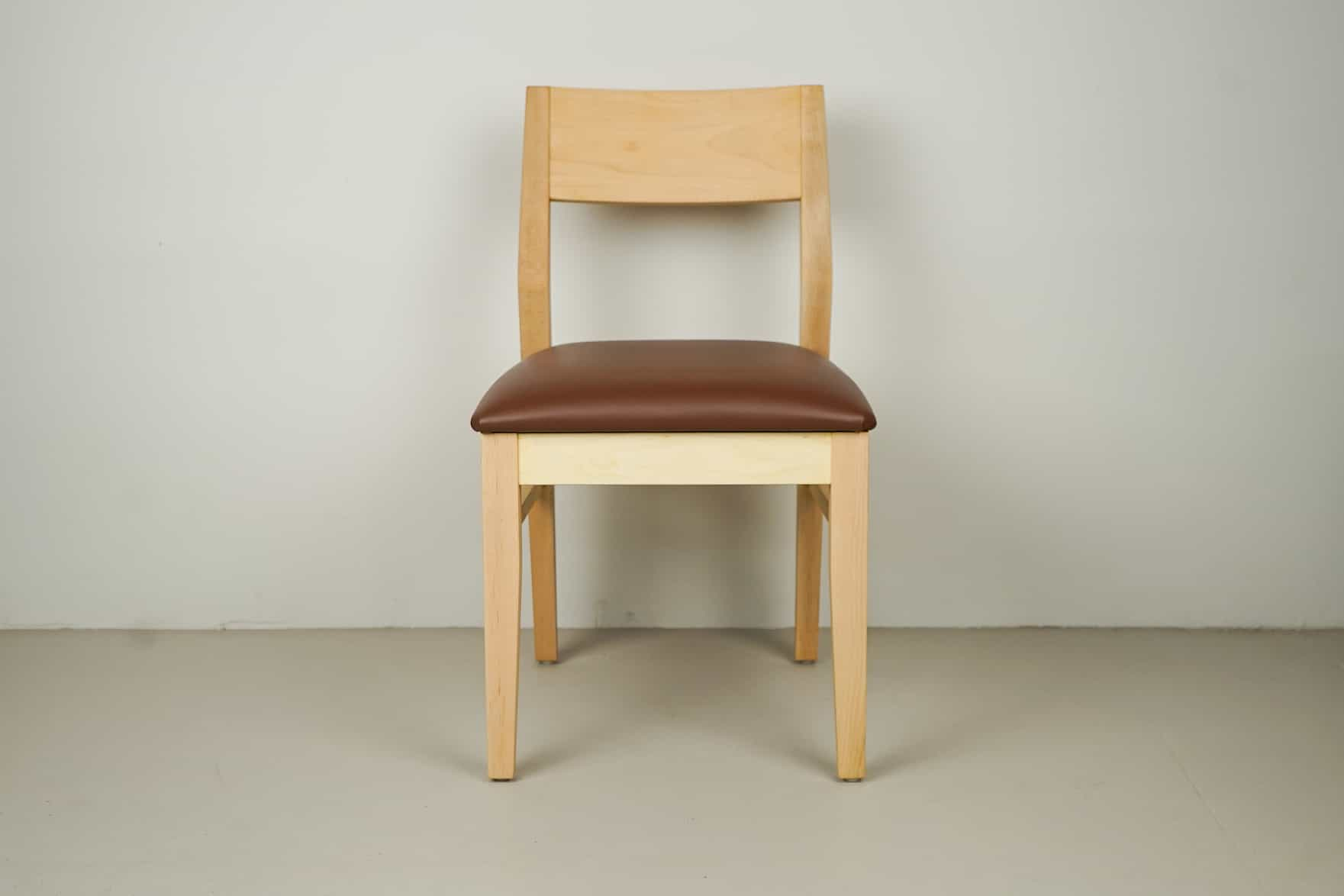 chestnut leather seat on natural maple chair