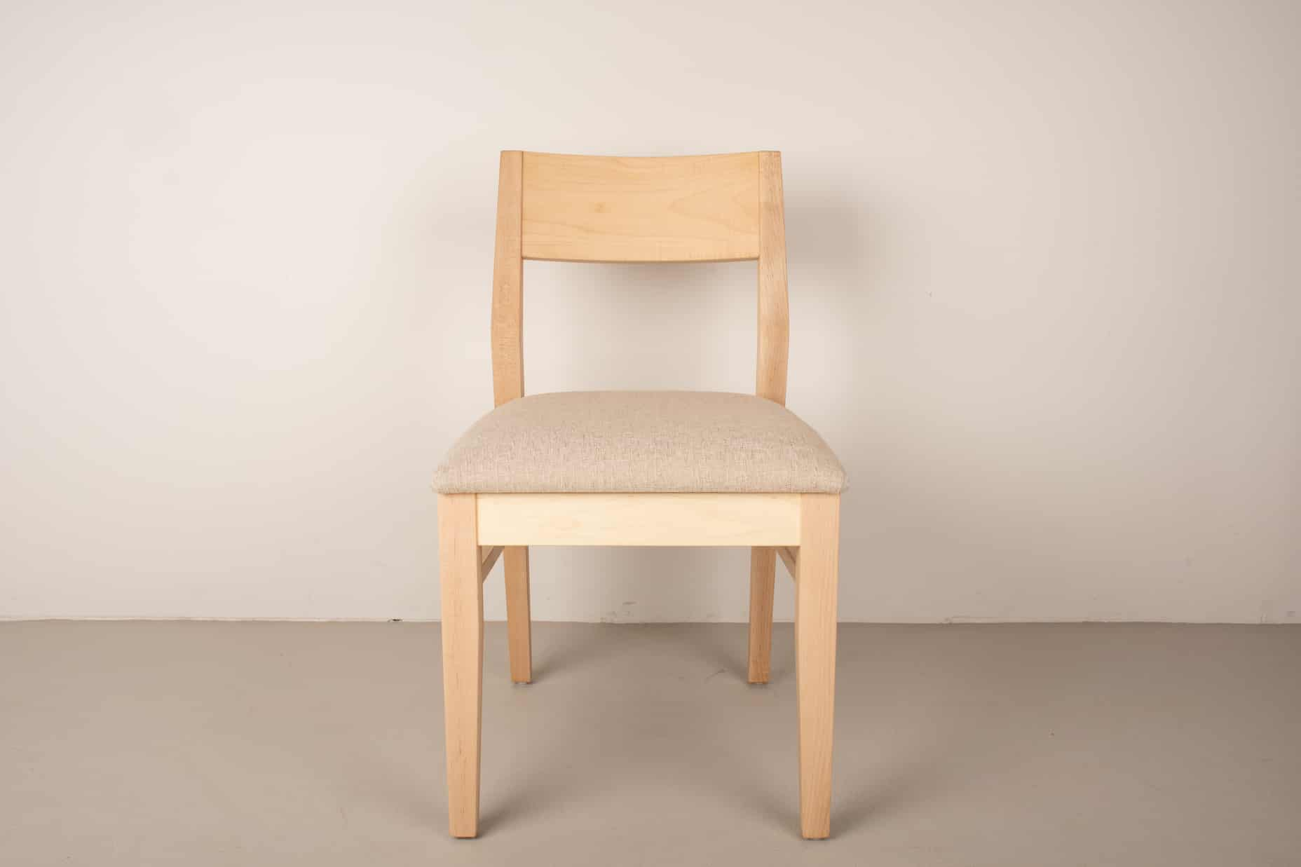 sand fabric seat on natural maple chair