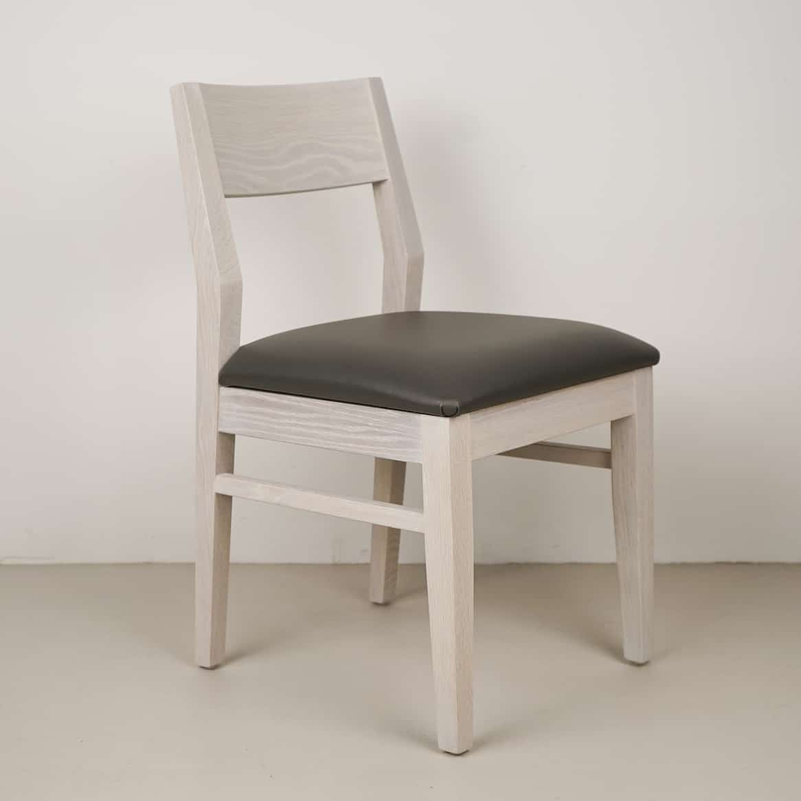 thunder leather seat on white oak chair