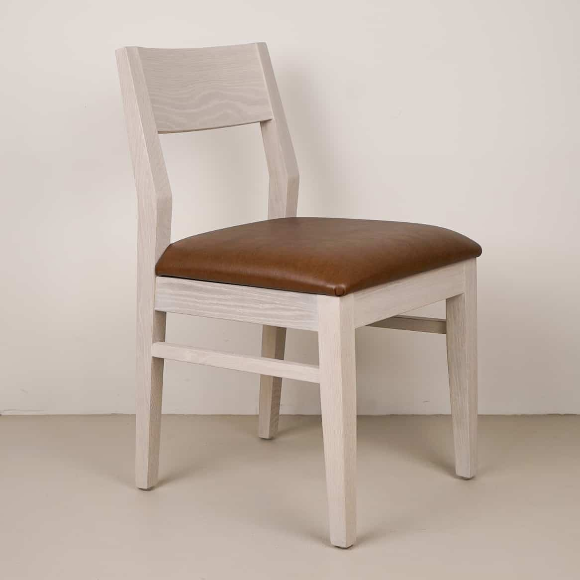 toffee faux leather seat on white oak seat