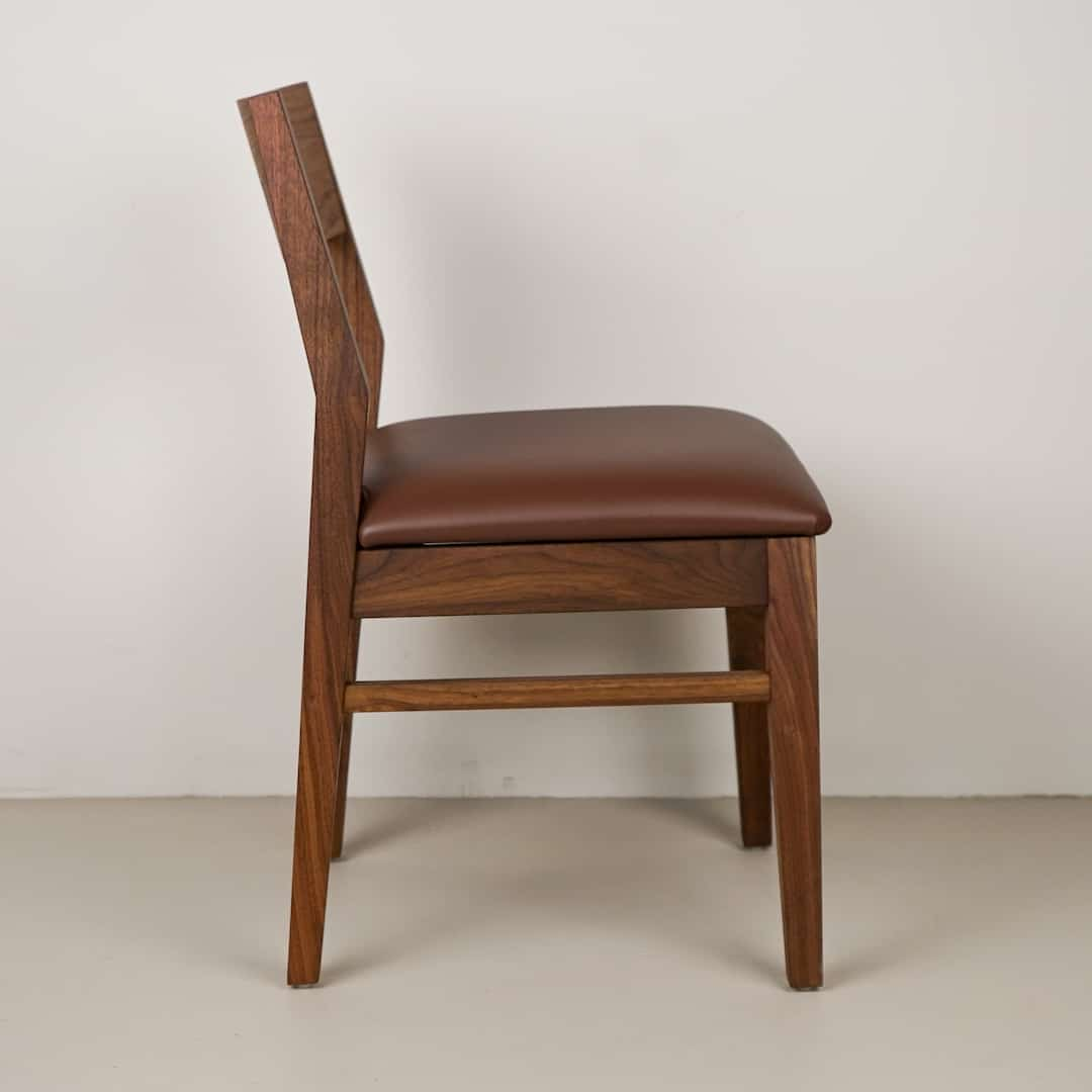 chestnut leather seat on walnut chiar