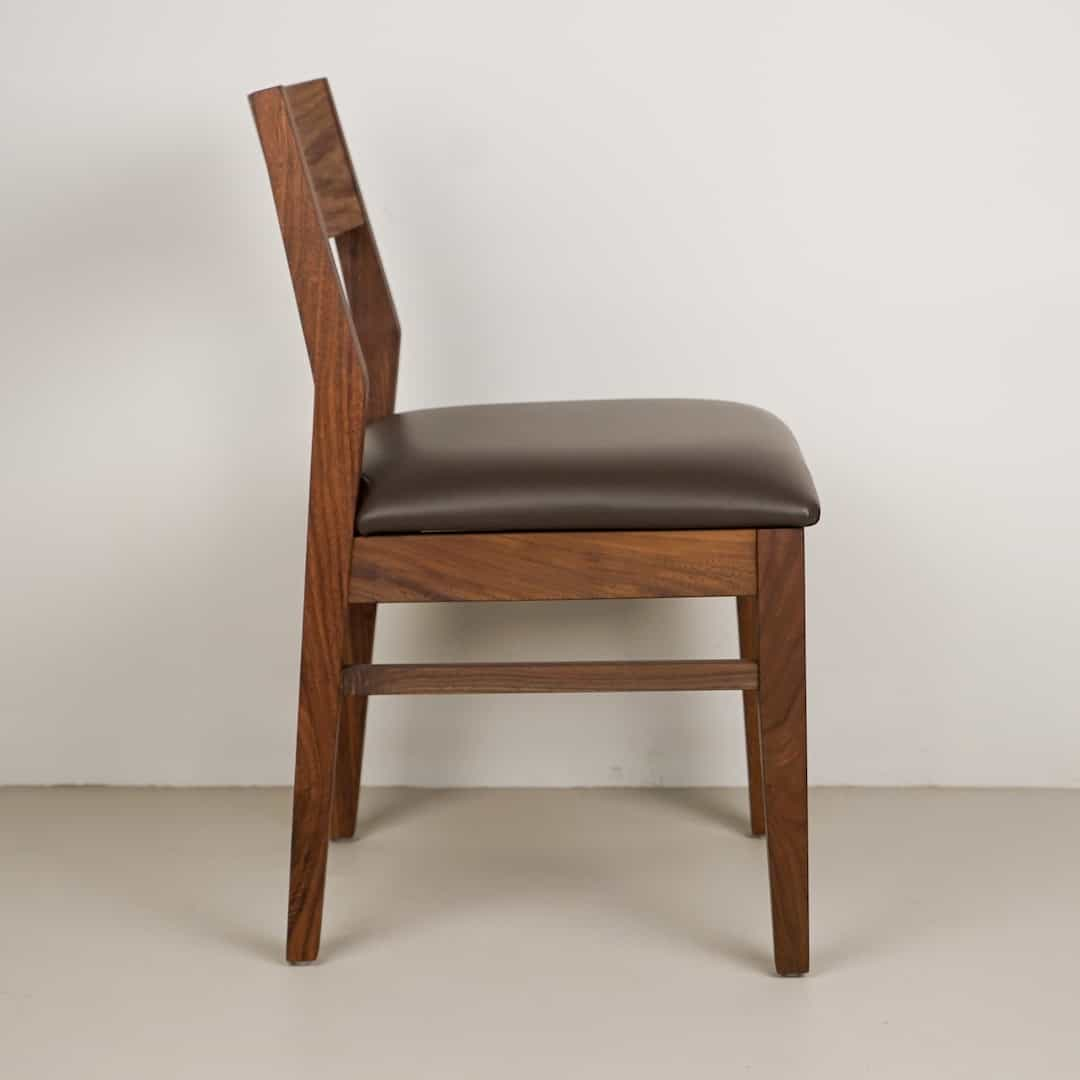 cocoa leather seat on walnut chair