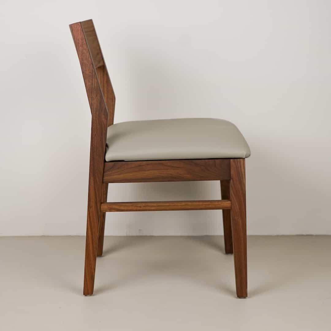 fog leather seat on walnut chair