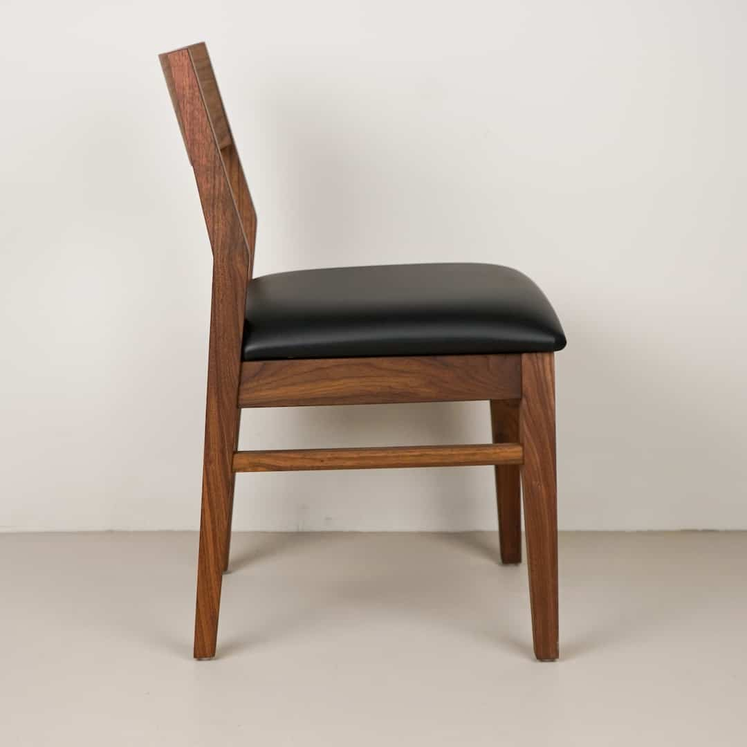 midnight leather seat on walnut chair