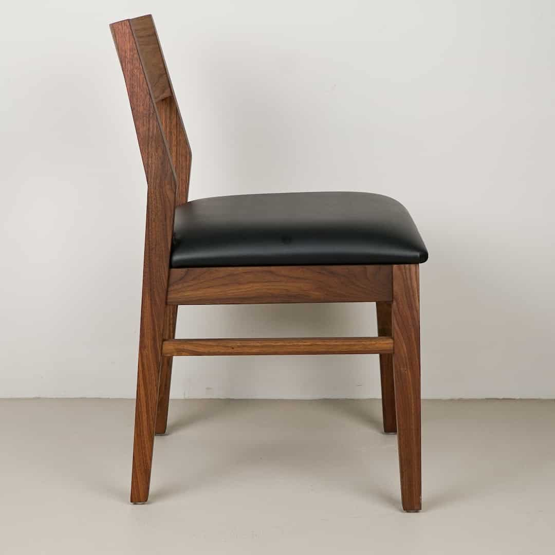 onyx faux leather seat on walnut chair