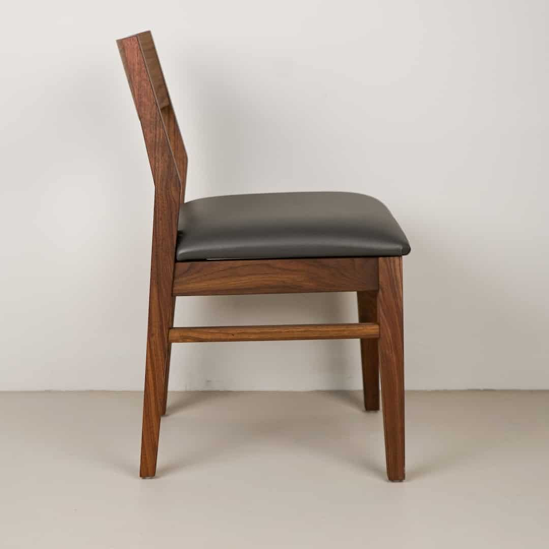 thunder leather seat on walnut chair