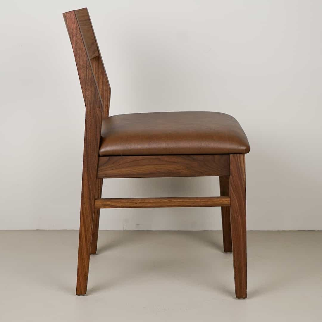 toffee faux leather seat on walnut chair