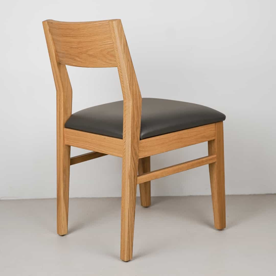 thunder leather seat on natural oak chair