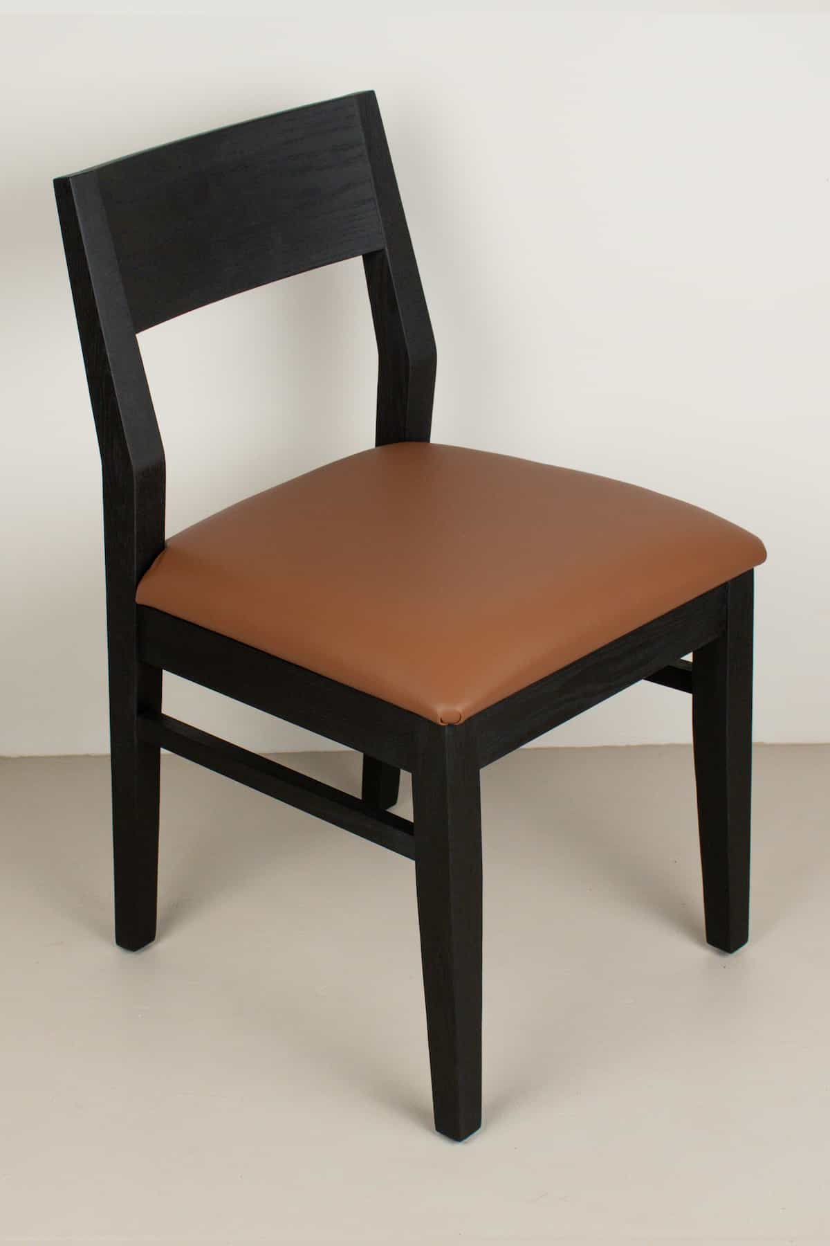 cashew leather seat on black oak chair