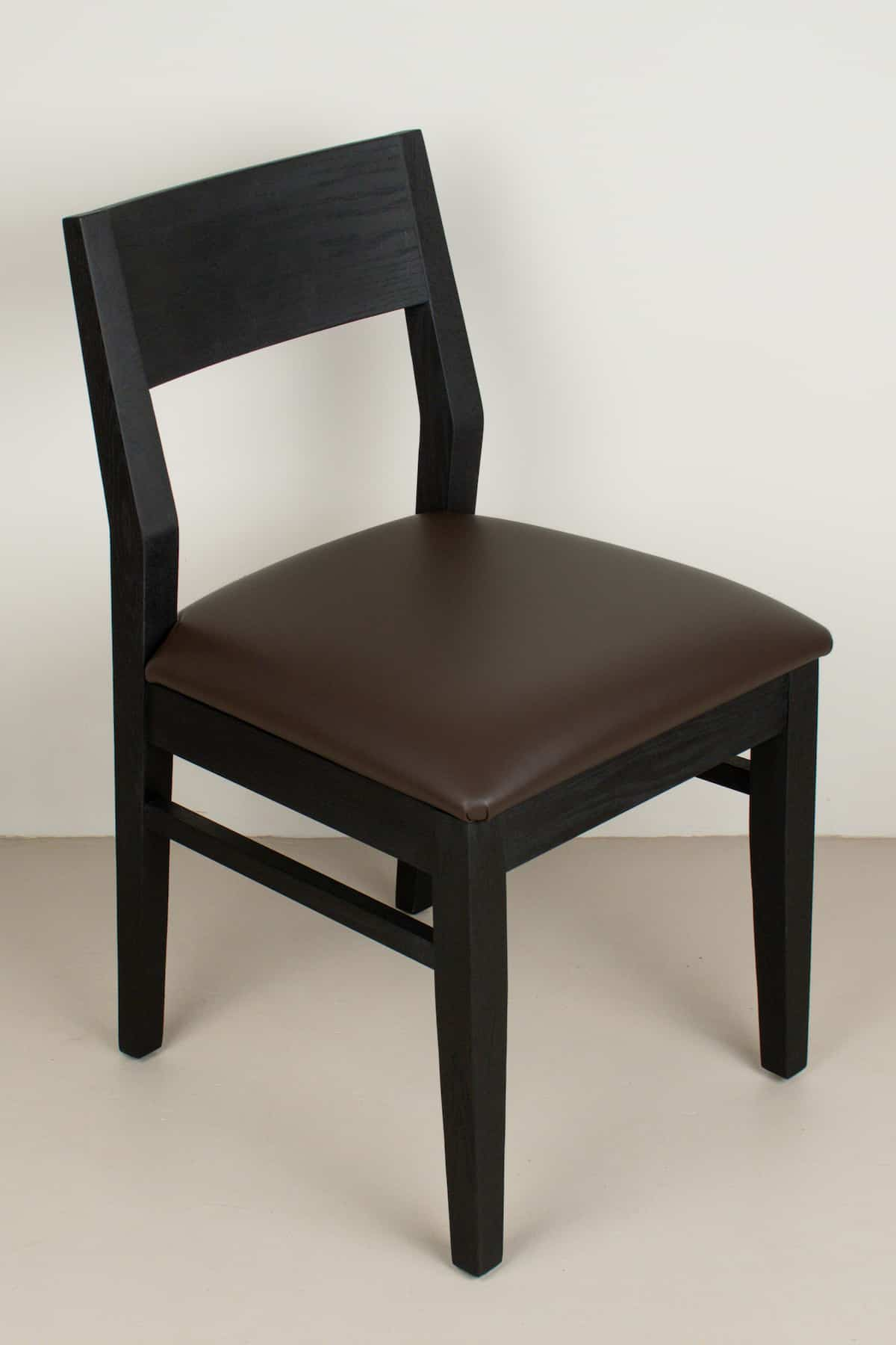 cocoa leather seat on black oak chair