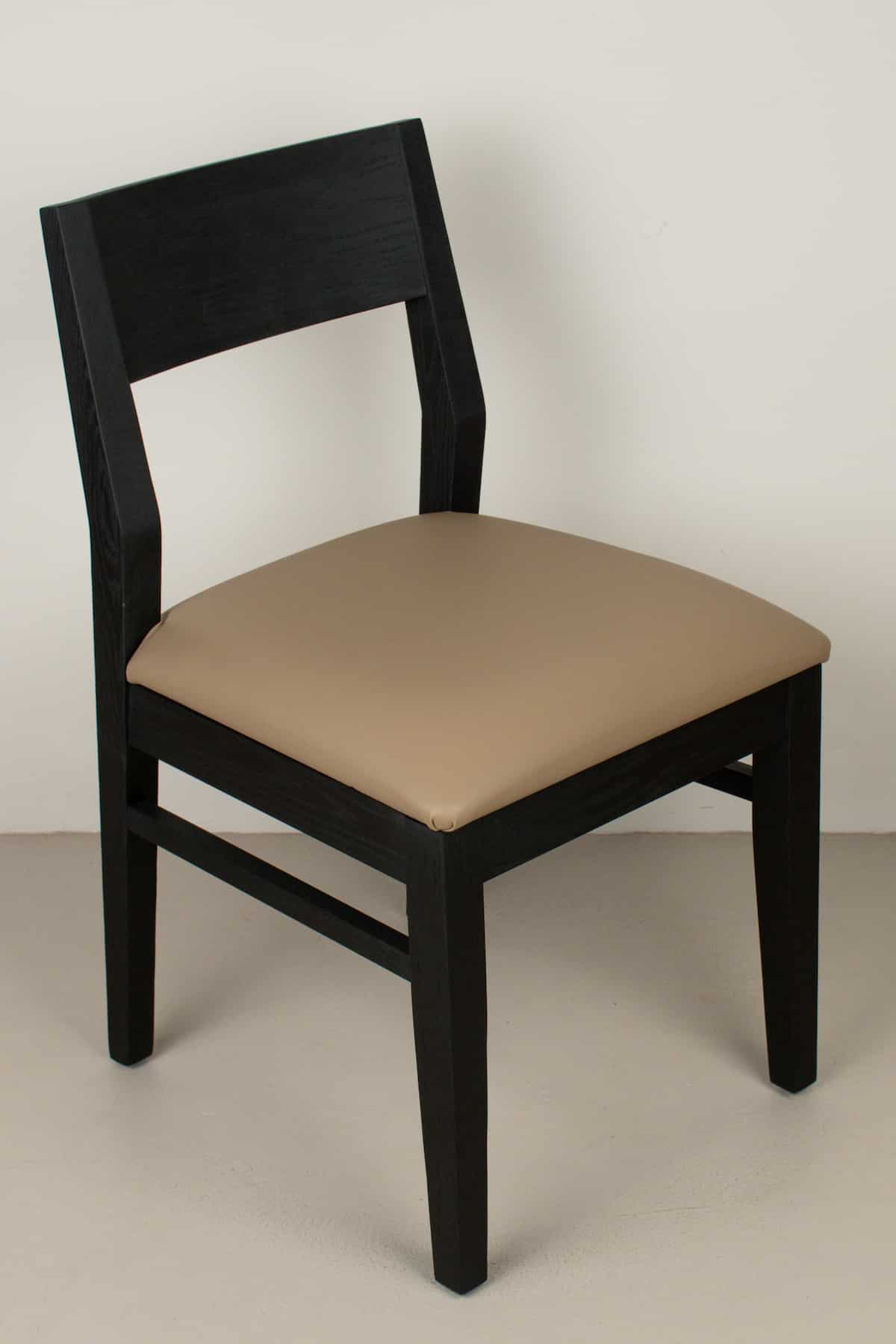 driftwood faux leather seat on black oak chair