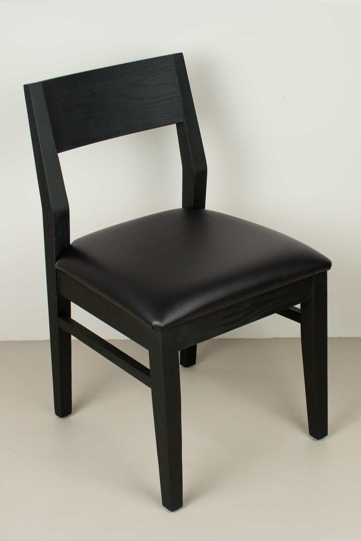 midnight leather chair seat on black oak