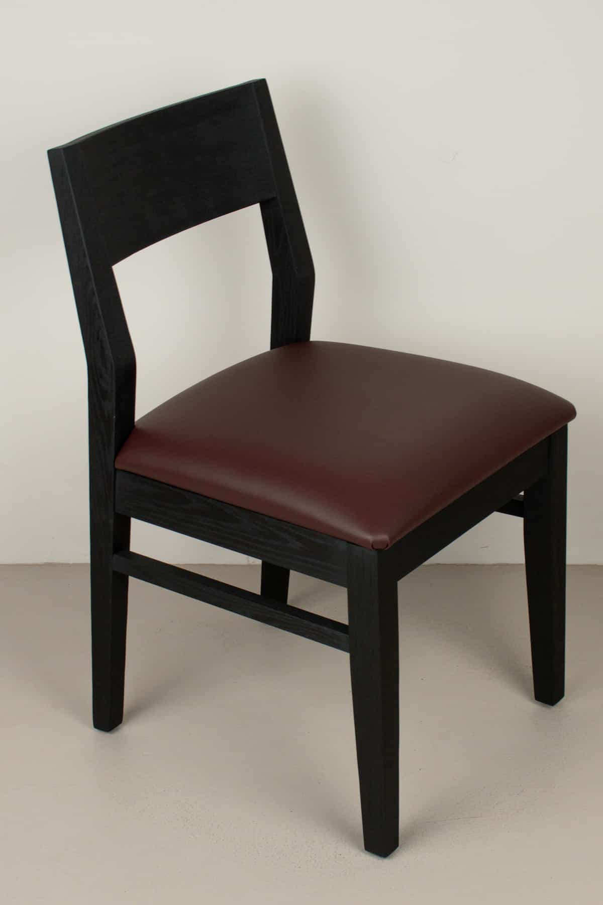 wine faux leather seat on black oak chair