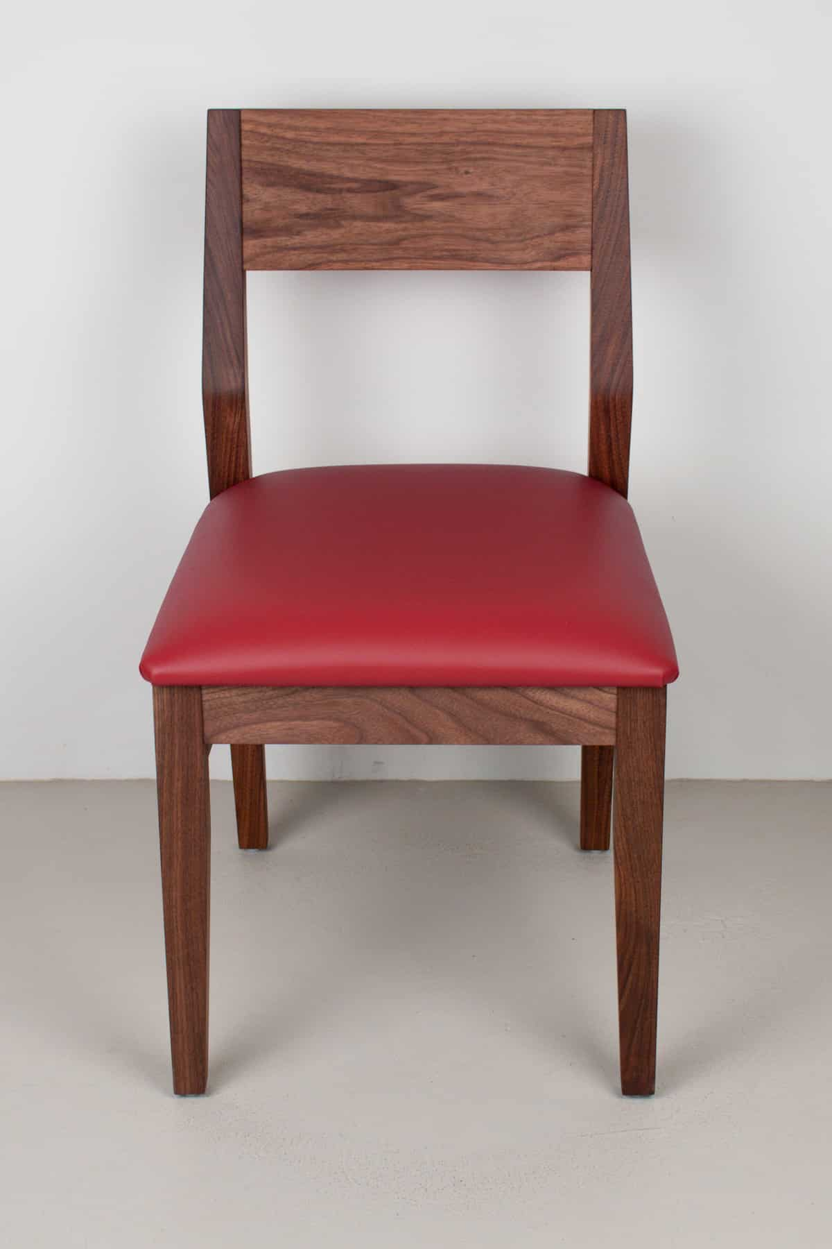 apple faux leather seat on walnut chair