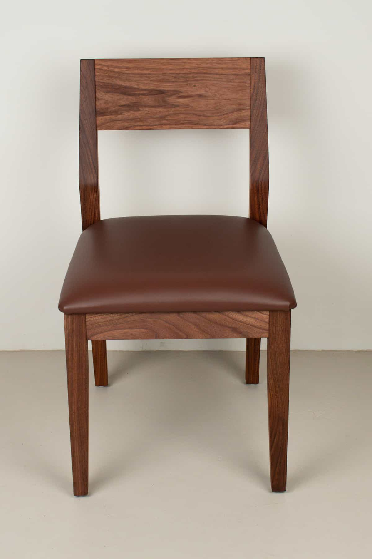 chestnut leather seat on walnut chair