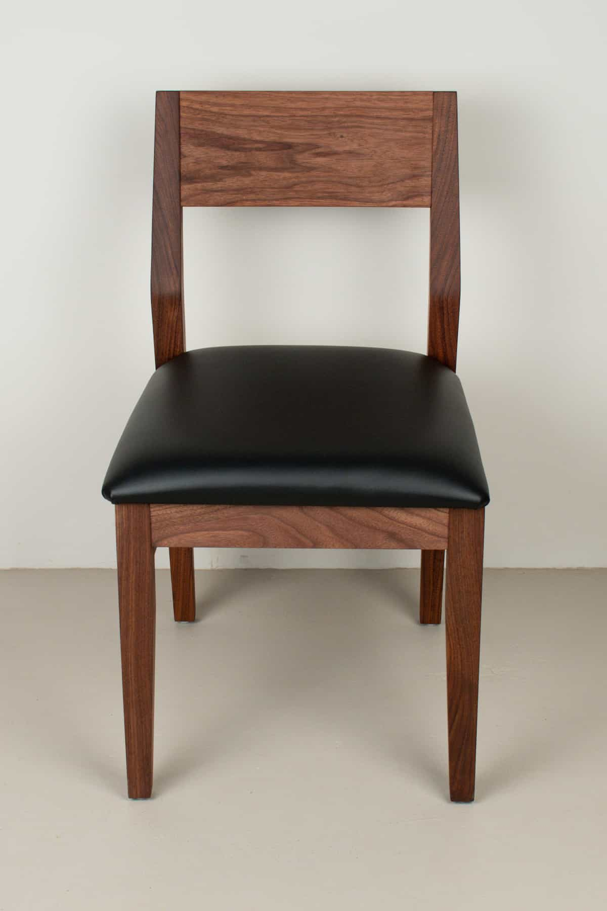 midnight leather seat on walnut chair