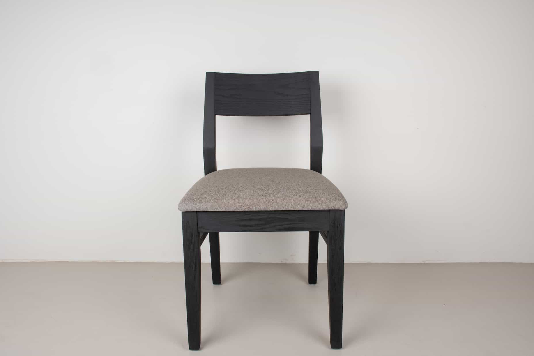 oak Aubrey chair in black with clay cushion