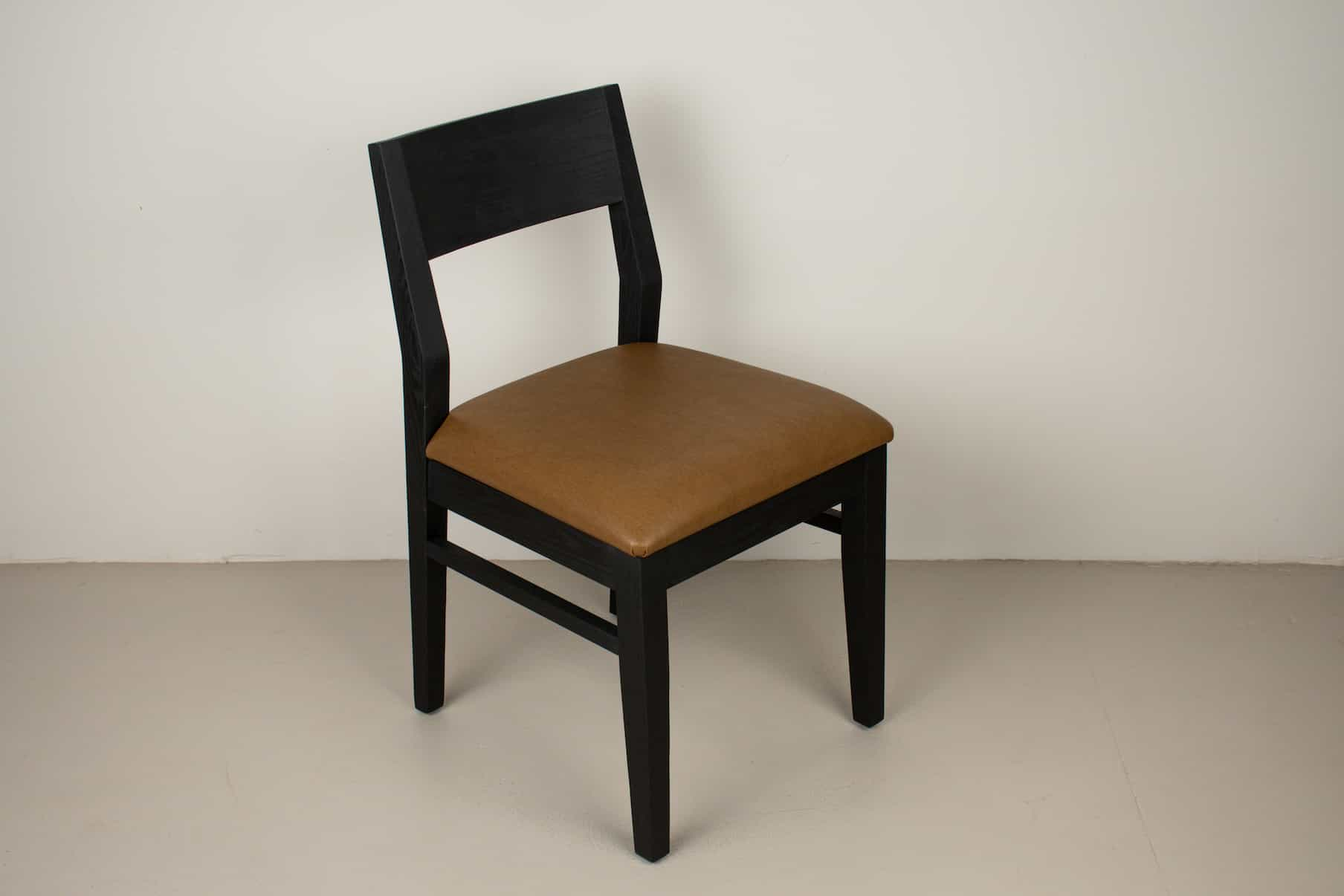 oak aubrey chairs in black with caramel seats