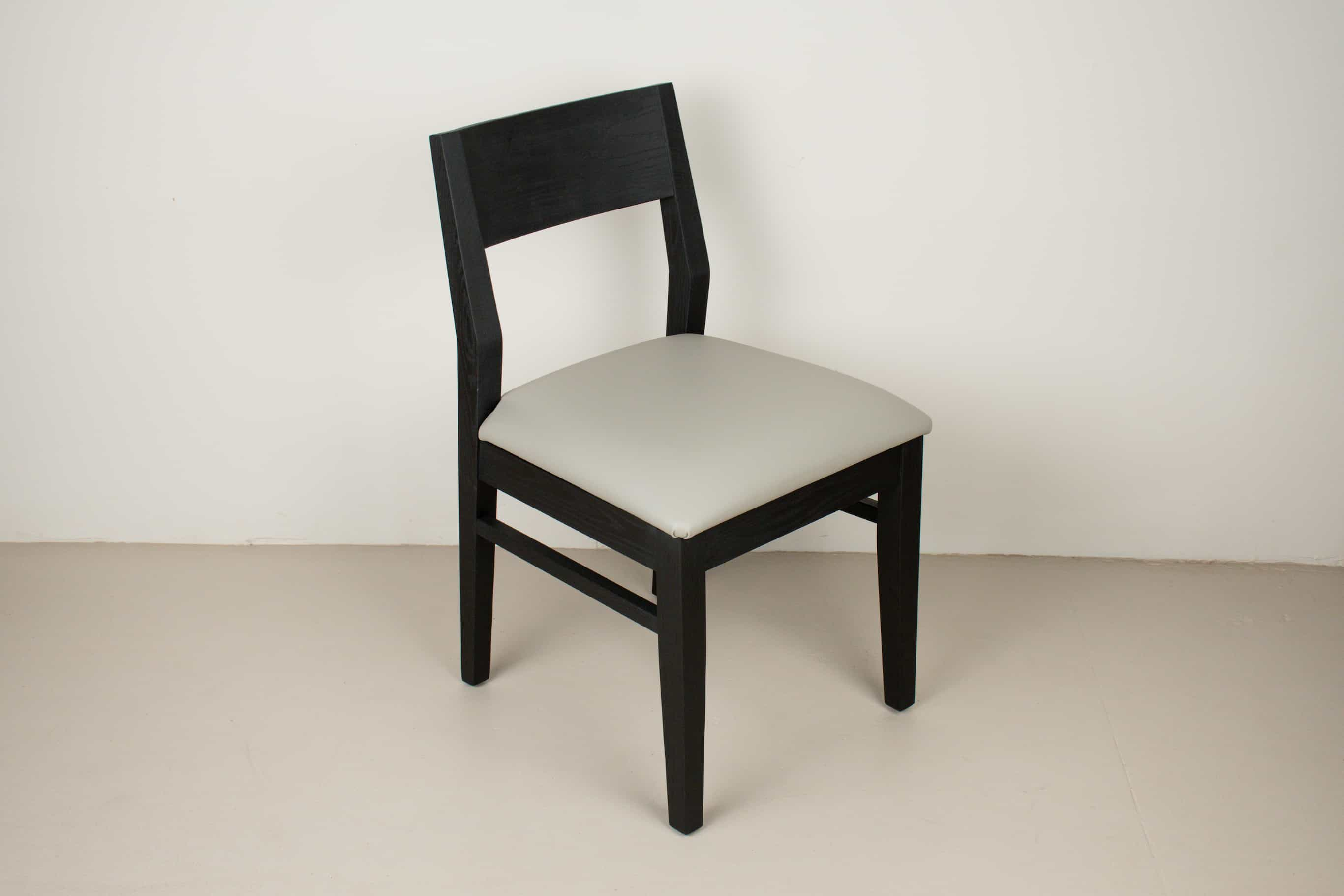 aubrey chair in black oak with moon leather seat