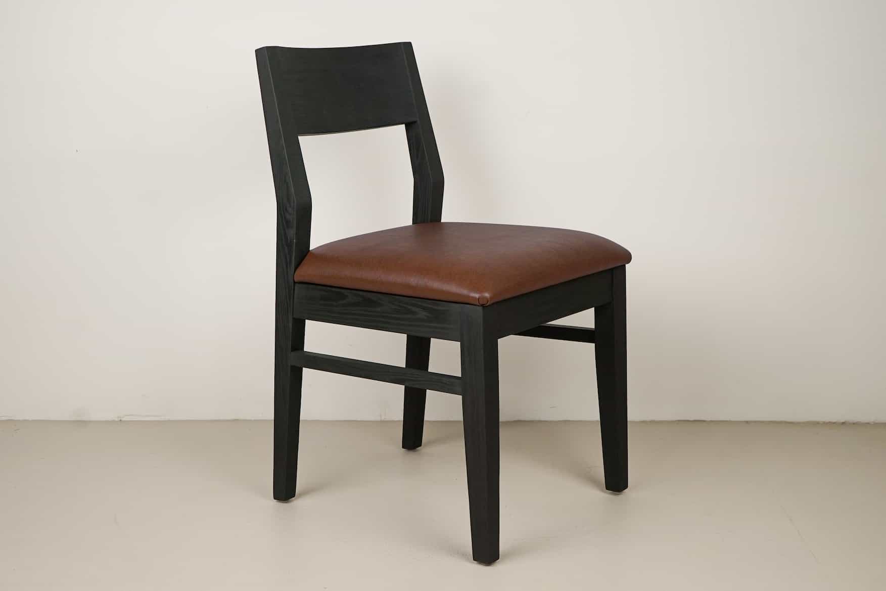 oak aubrey chairs in black with toffee seats