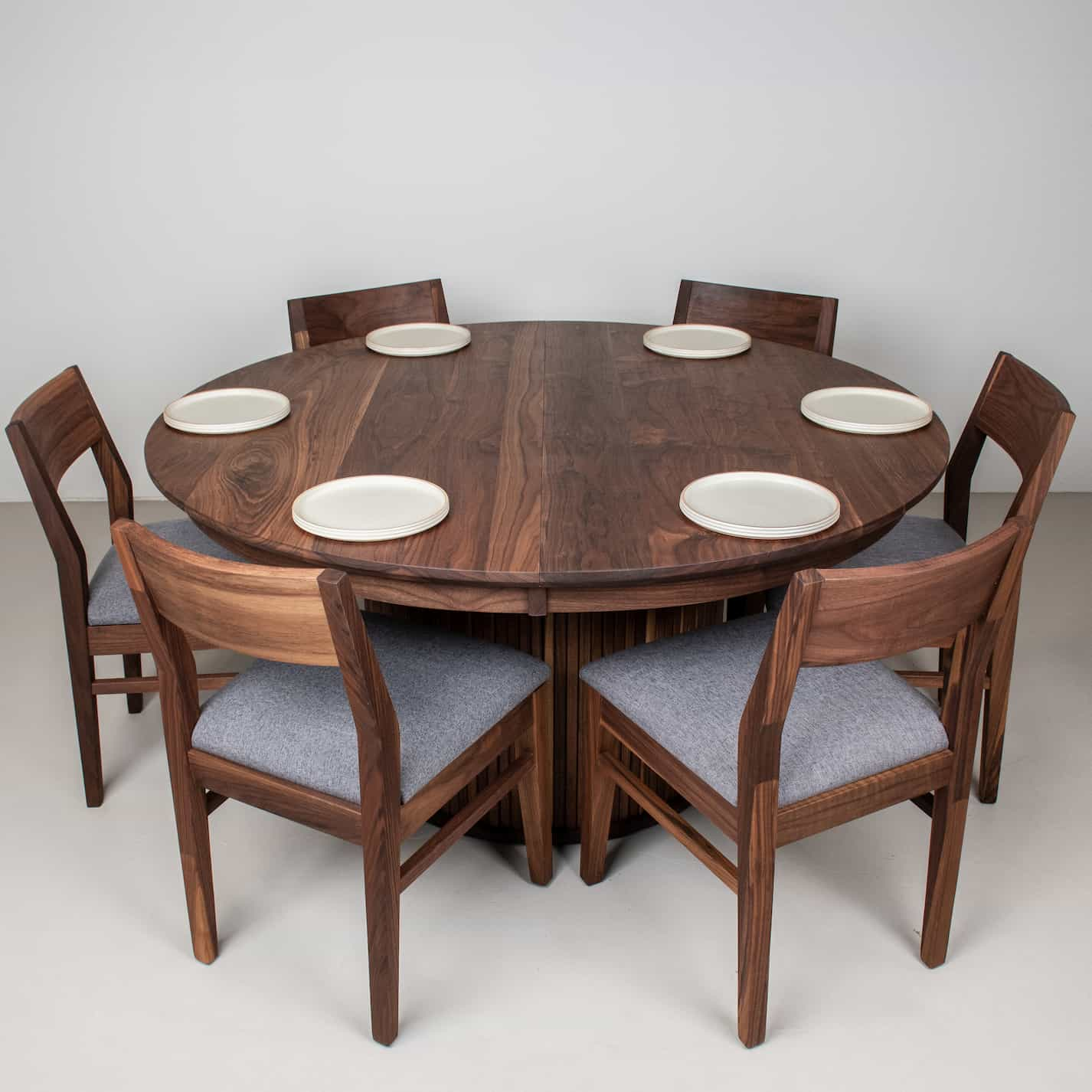 walnut dining table and chairs