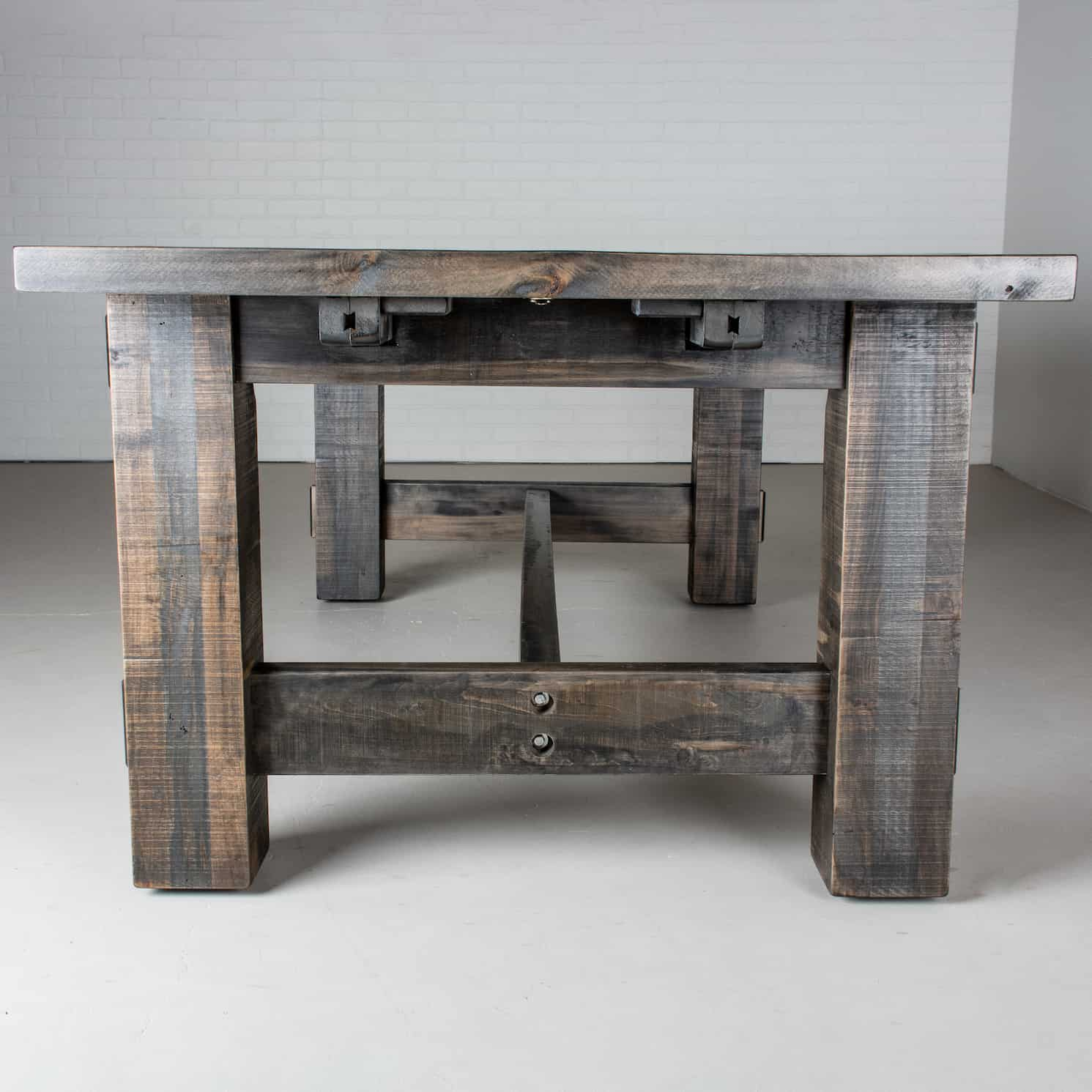 rustic farmhouse table in smoke finish