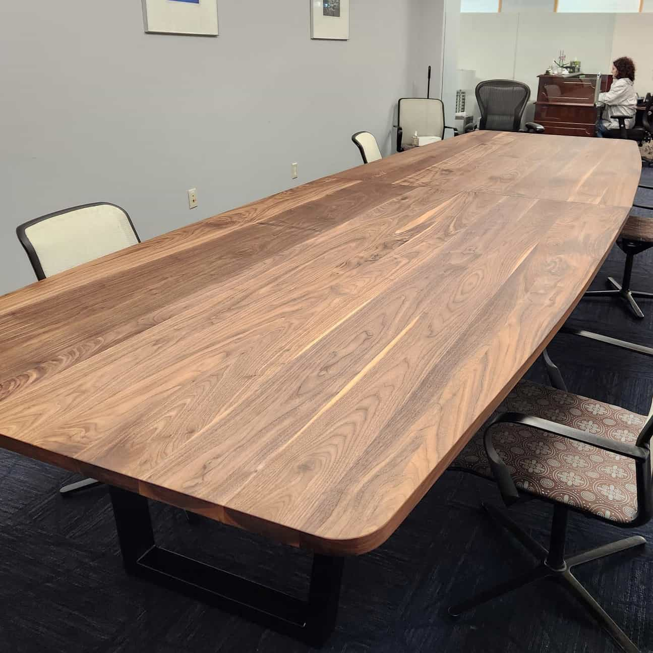 large walnut squoval conference table