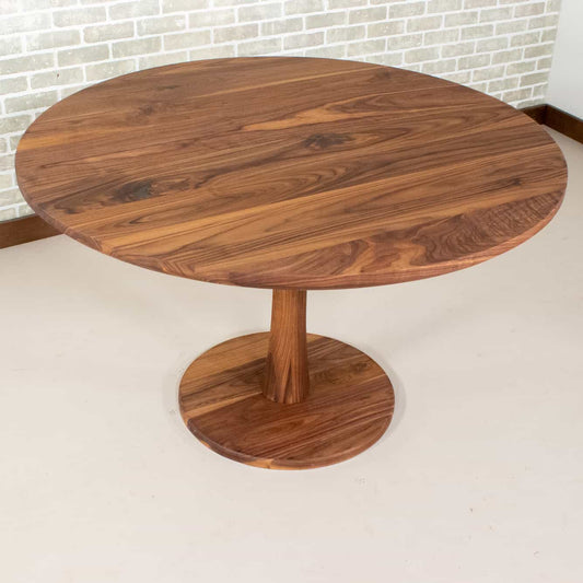 round walnut pedestal table