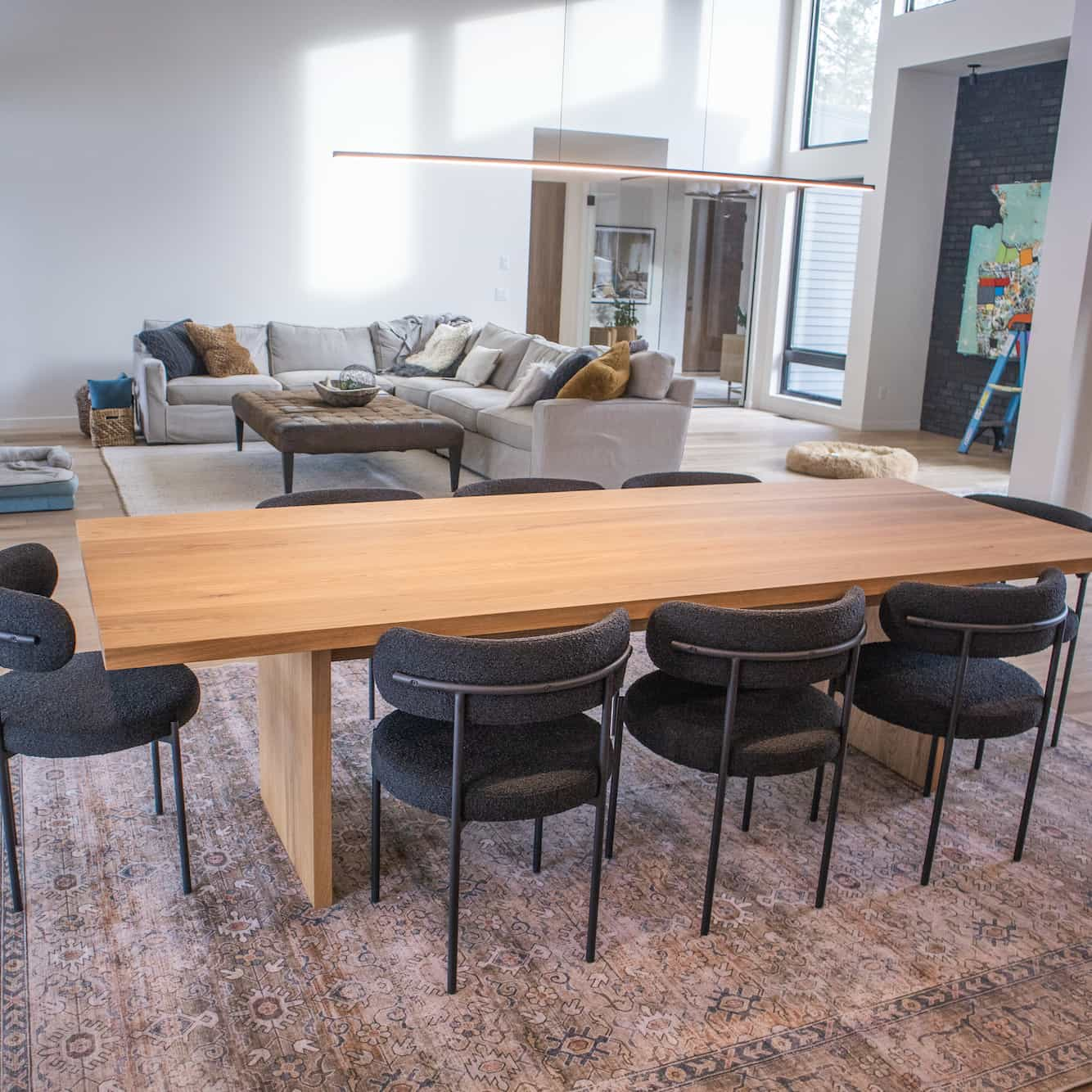 natural oak table with panel legs