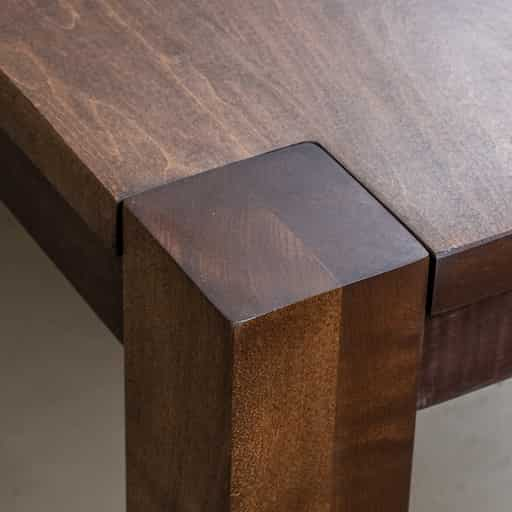 corner detail of a maple parsons table