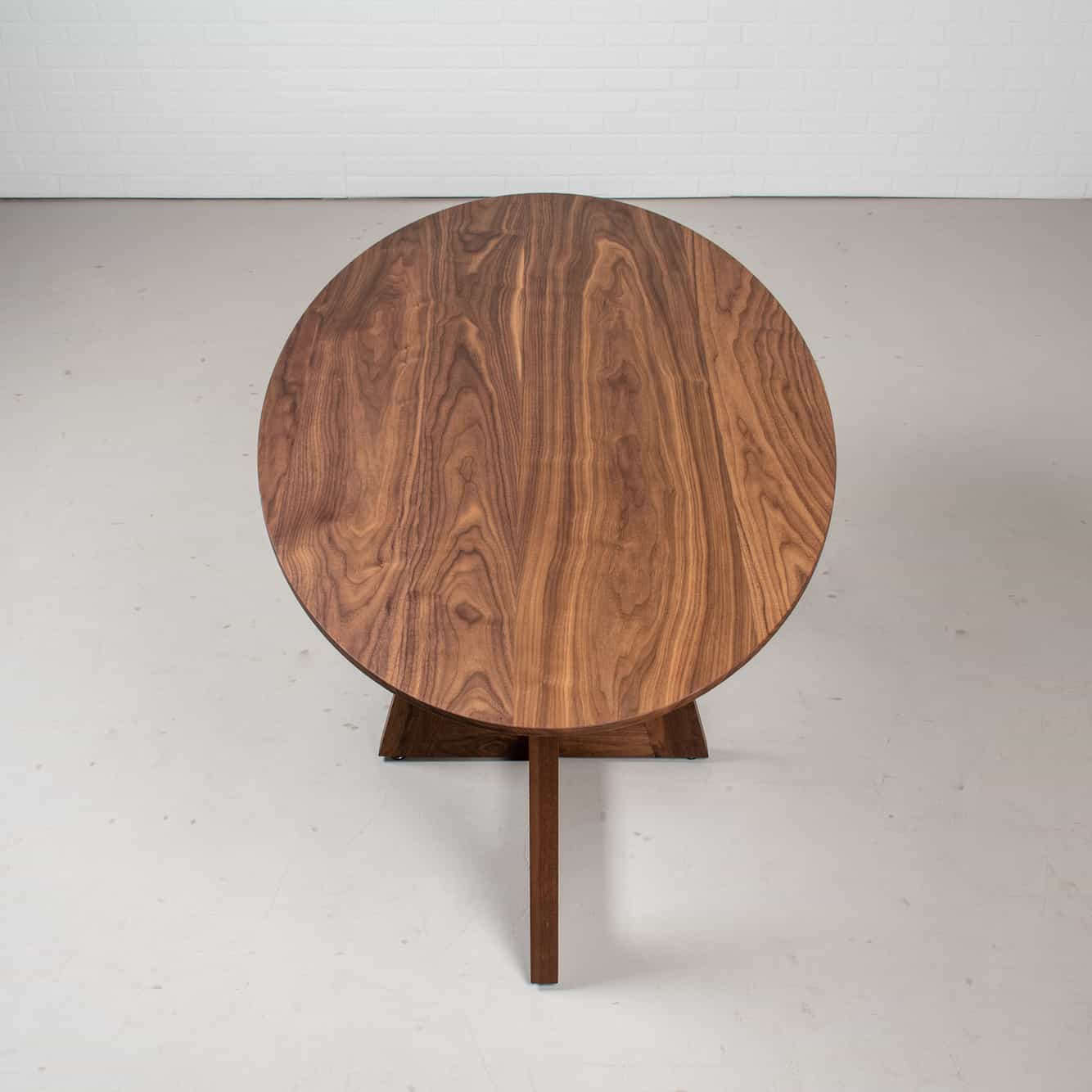 walnut elliptical oval pedestal table