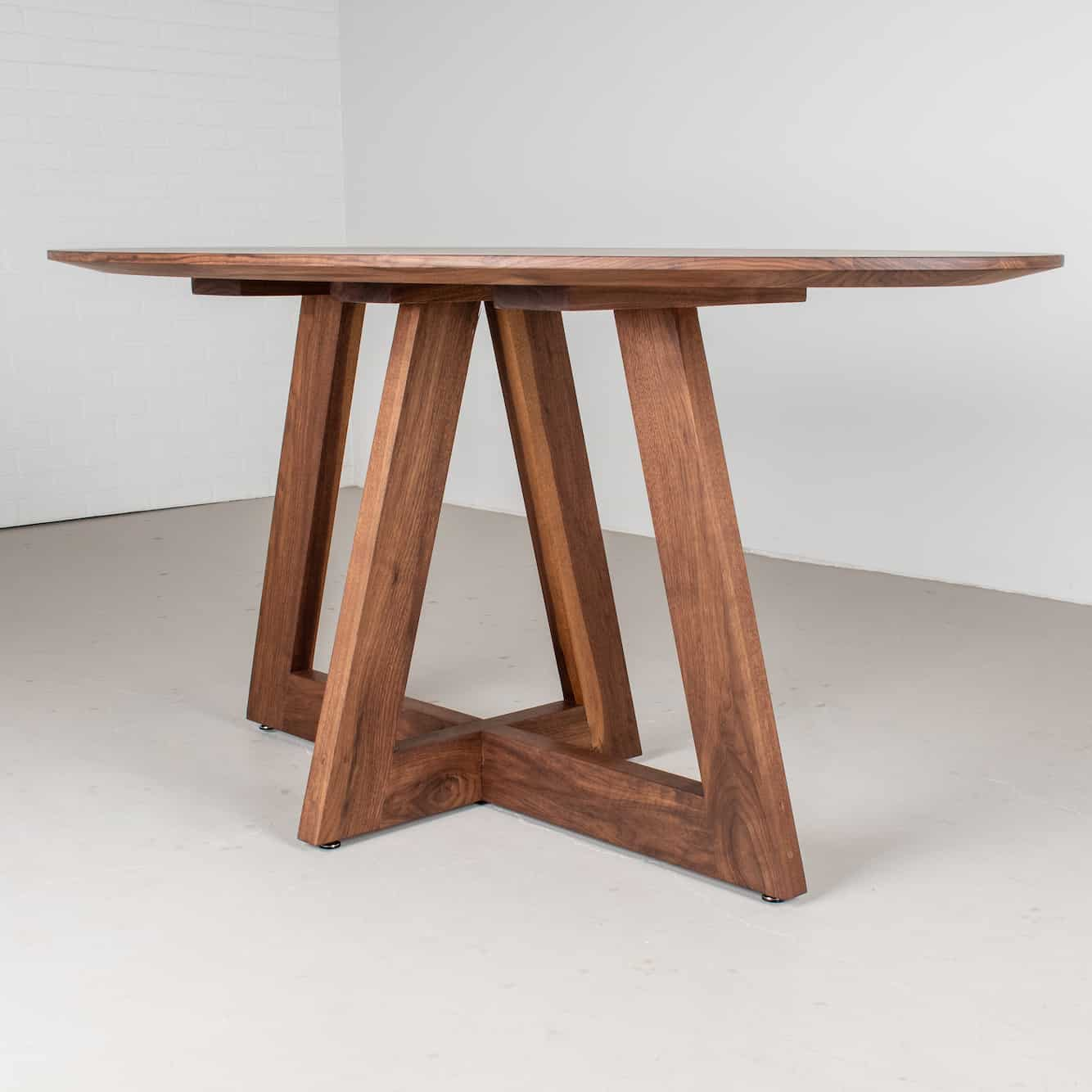 walnut elliptical oval pedestal table