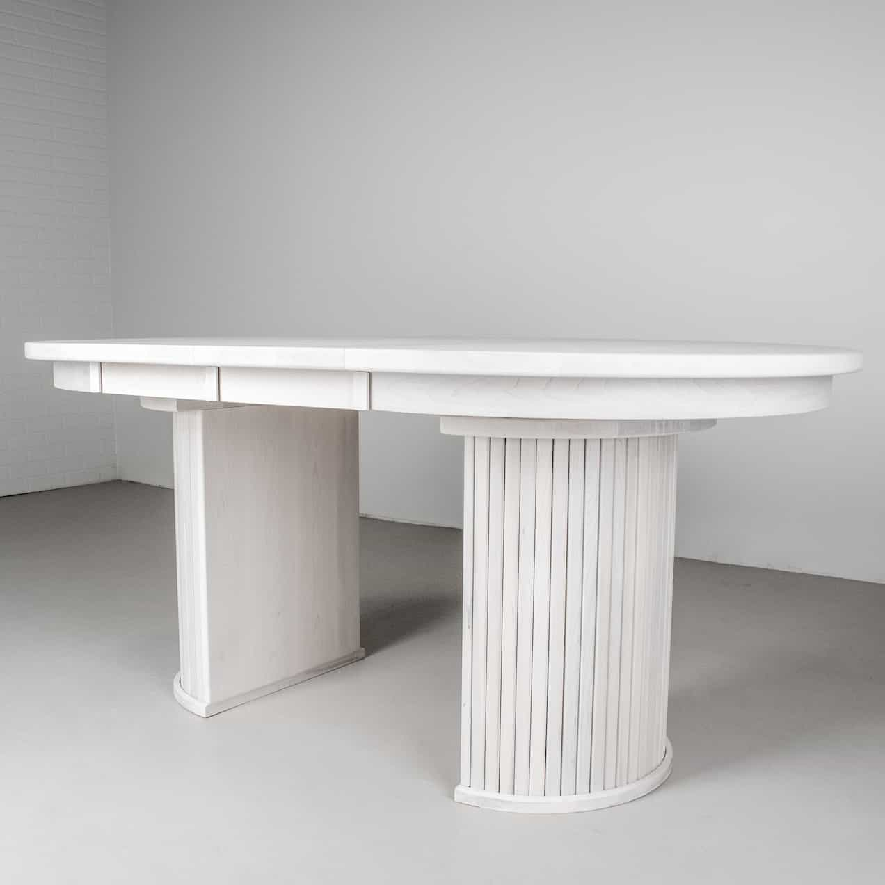 white ash extendable pedestal table