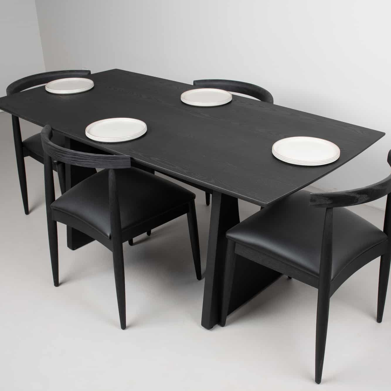 black dining table and chairs