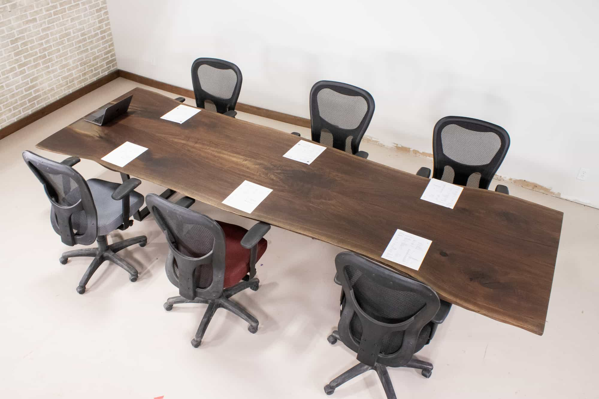 live edge blackened walnut conference table