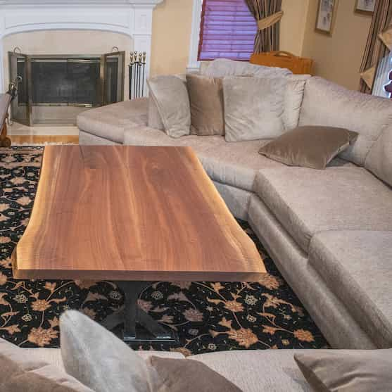 bookmatch walnut coffee table