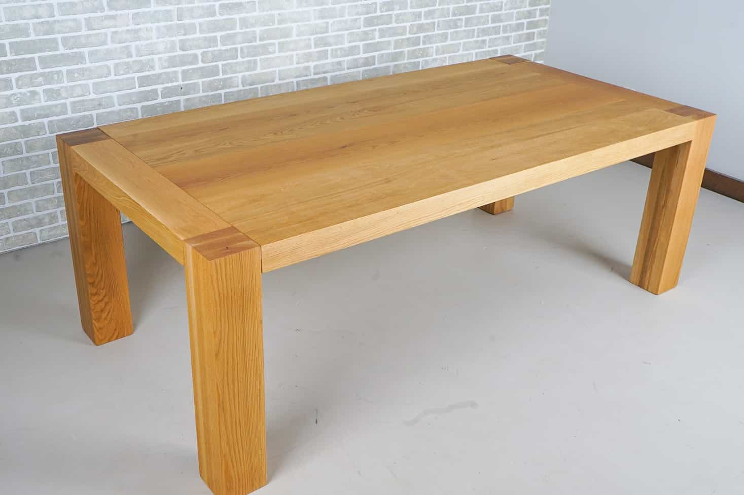 custom farmhouse oak table with breadboard ends