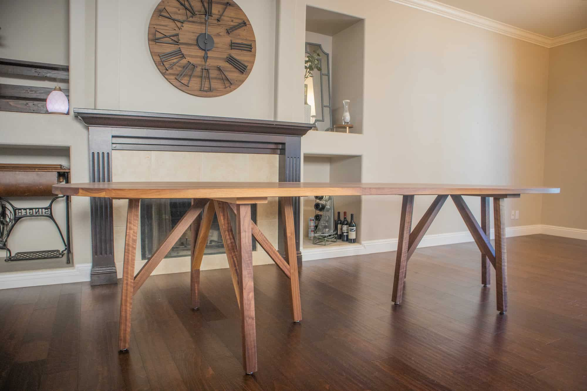 walnut dining table on custom base