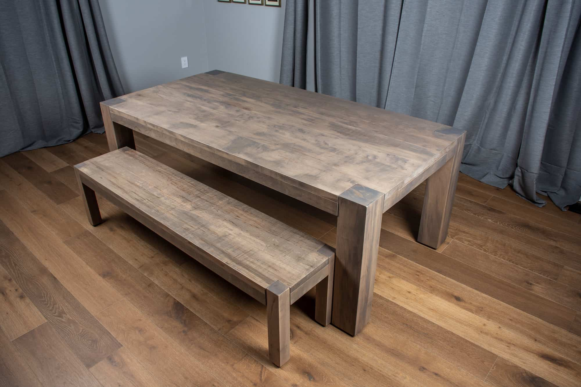 farmhouse kitchen table and bench