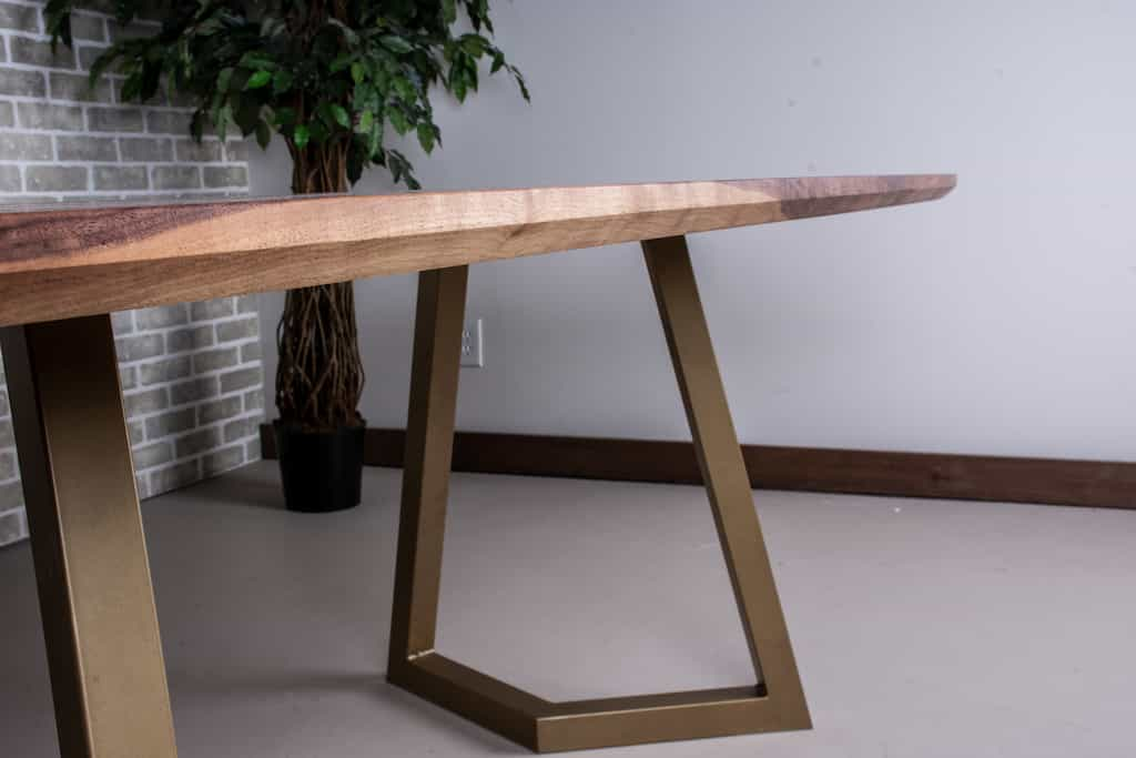 table with gold steel legs