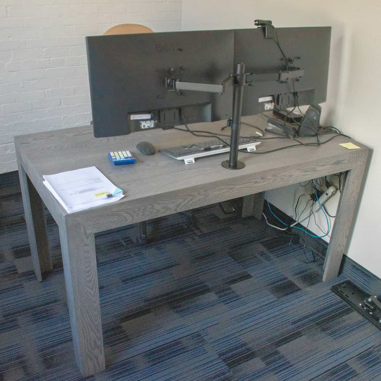 gray office desk