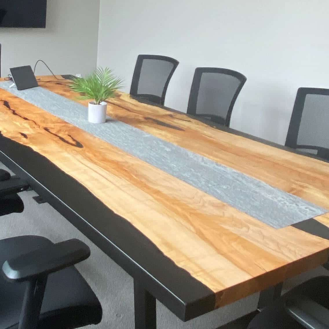 detail of granite inlay in a conference table