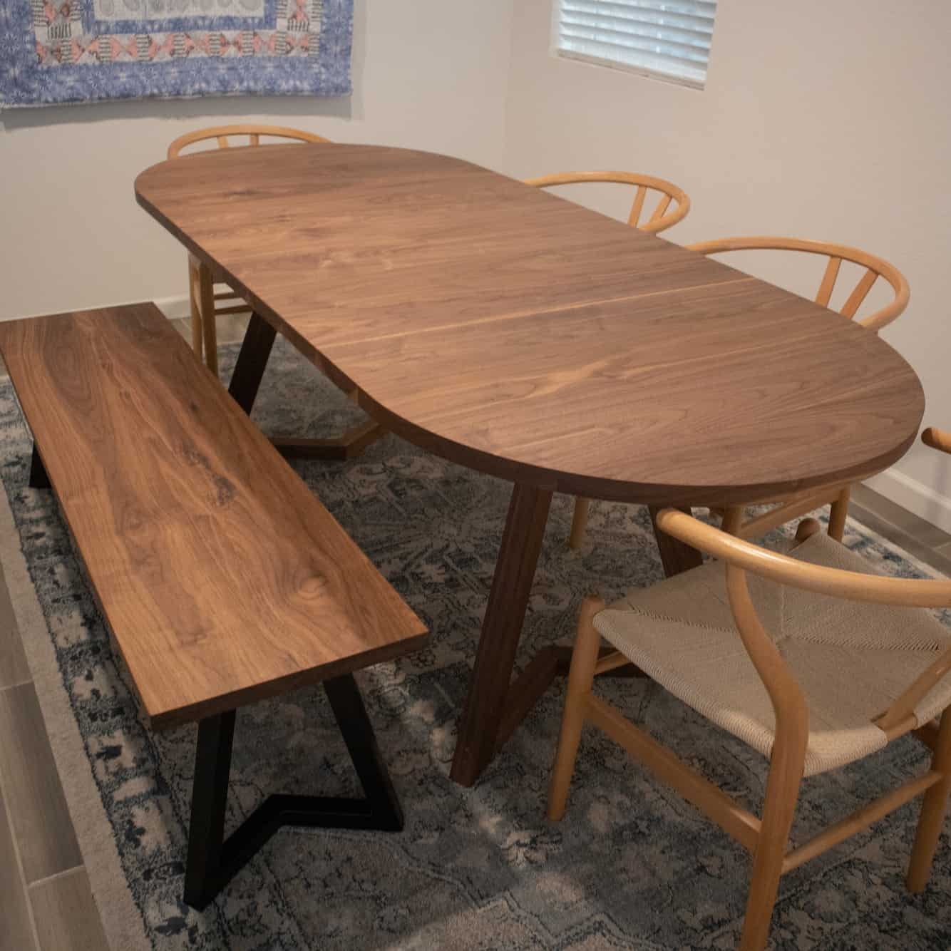 kitchen dining table and bench