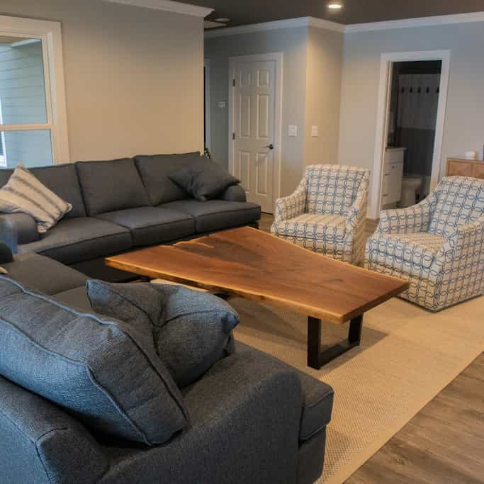 live edge bookmatched walnut coffee table