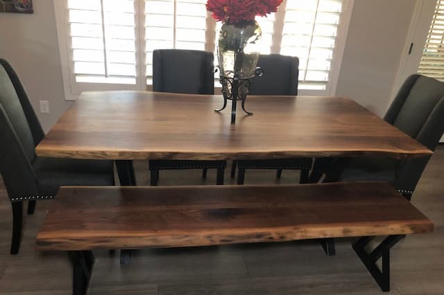 live edge table and bench