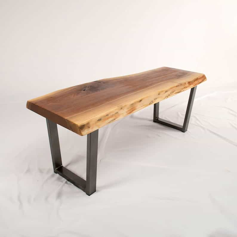 live edge walnut bench