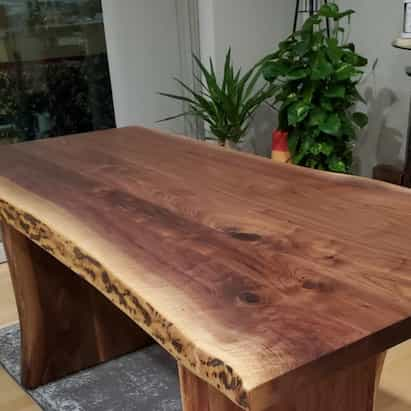 live edge walnut table