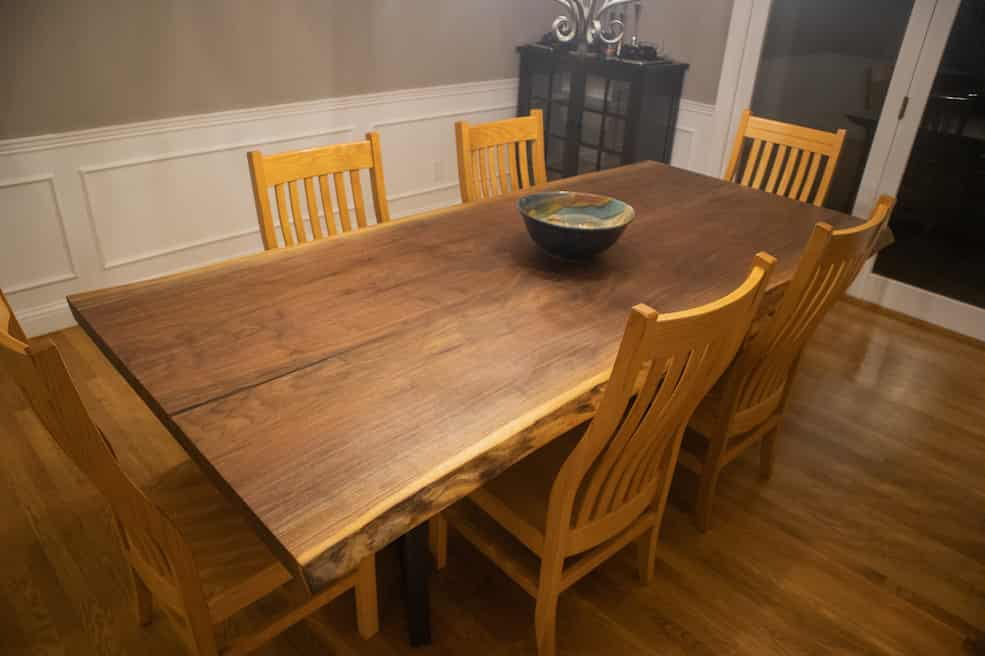 live edge walnut table