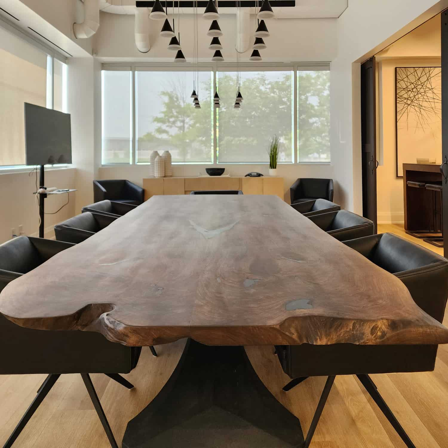 live edge walnut conference table