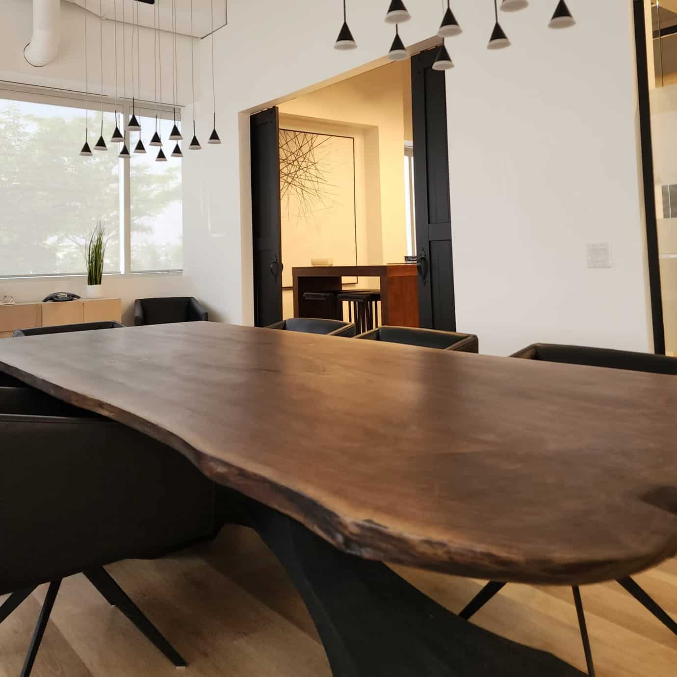 dramatic live edge conference table